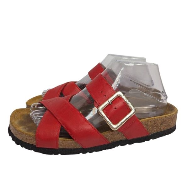 Naot Red Leather Strappy Footbed Sandals Womens 40 EU 9 US - Picture 2 of 7